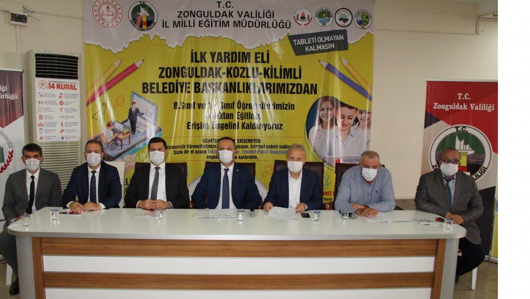 8. ve 12. sınıfları öğrencilerinden tablet ihtiyacı olanlar  için Zonguldak, Kozlu ve Kilimli ilçeleri arasında protokol imzalandı.